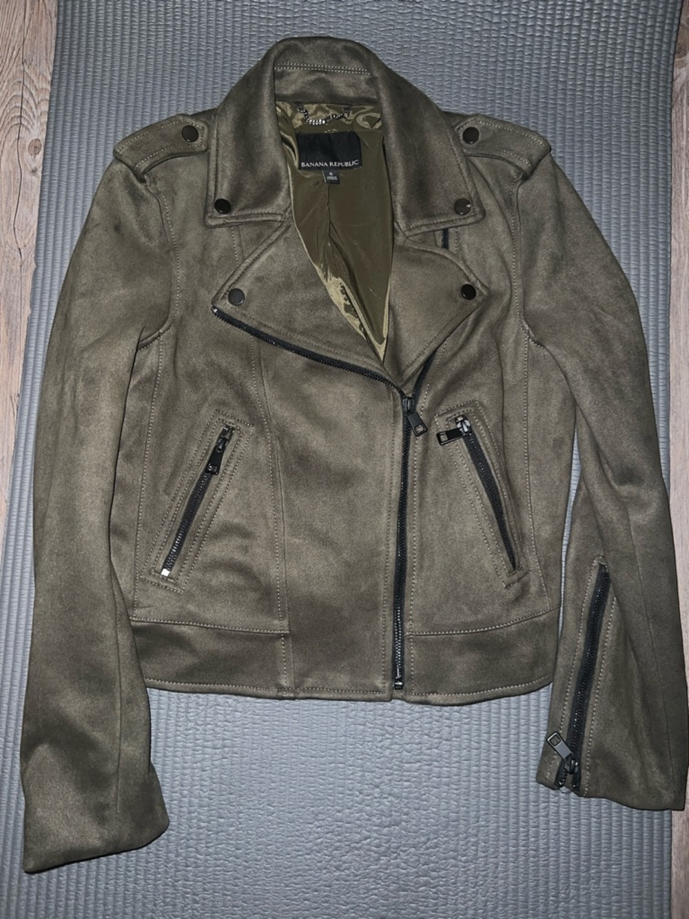 Banana Republic Women's Olive Green Suede Moto Jacket